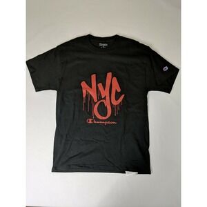 NEW Champion Script Logo NYC New York Hip Hop Graphic Cotton T-Shirt Medium